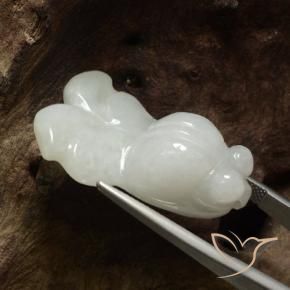 Jadeite Gemstone in 32 x 18.7 mm Size for Sale, Jadeite Stone in Grayish White Color
