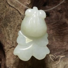 33.53 ct White Jadeite Stone, Natural Jadeite in Carved Fish with Hole Shape for Sale