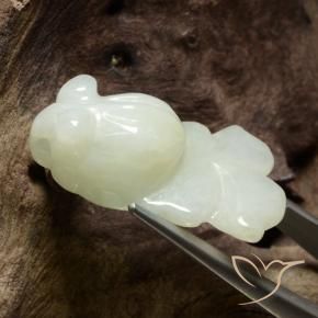 Jadeite Gemstone in 29.8 x 19.2 mm Size for Sale, Jadeite Stone in Greenish White Color