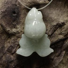 34.84 ct White Jadeite Stone, Natural Jadeite in Carved Fish with Hole Shape for Sale