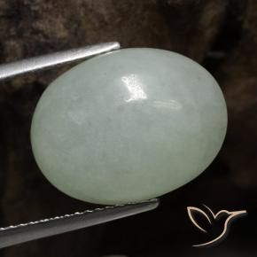 9.67 ct Green Jadeite Stone, Natural Jadeite in Oval Cabochon Shape for Sale