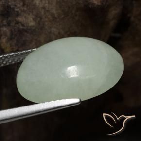 Jadeite Gemstone in 16.4 x 12.6 mm Size for Sale, Jadeite Stone in Pale Green Color