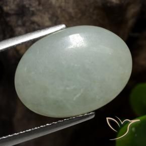 7.34 ct Green Jadeite Stone, Natural Jadeite in Oval Cabochon Shape for Sale