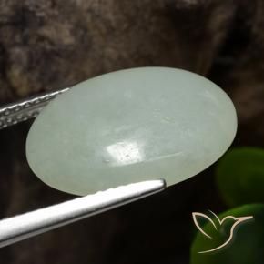 Jadeite Gemstone in 16.8 x 12.2 mm Size for Sale, Jadeite Stone in Grayish Green Color