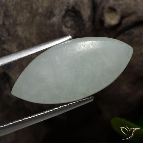 7.16 ct Green Jadeite Stone, Natural Jadeite in Marquise Cabochon Shape for Sale