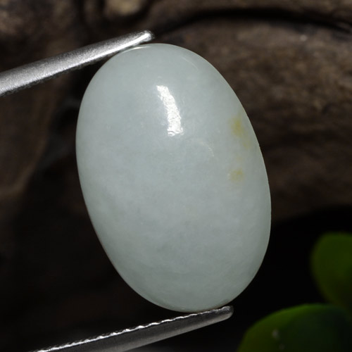 Light Grey Green Jadeite Gem - 10ct Oval Cabochon (ID: 474425)
