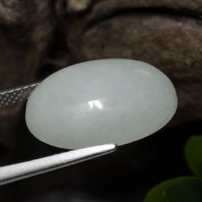 Jadeite Gemstone in 17.2 x 11.7 mm Size for Sale, Jadeite Stone in Light Grey Green Color