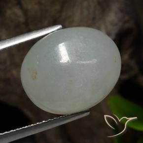 8.05 ct Green Jadeite Stone, Natural Jadeite in Oval Cabochon Shape for Sale