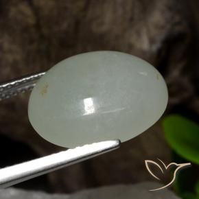 Jadeite Gemstone in 14 x 12 mm (calibrated) Size for Sale, Jadeite Stone in Grey Green Color