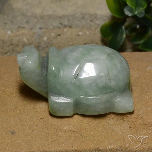 Jadéite Vert carved turtle 35,4x22,1 mm de Birmanie, poids de 107,02 ct, pierre gemme naturelle Non traité de pureté Opaque , 1 pièce de jadéite, couleur : Vert grisâtre, dureté de Mohs de 6 à 6.5, Photo A