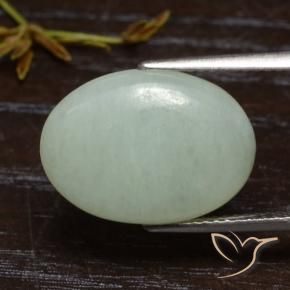 7.82 ct Green Jadeite Stone, Natural Jadeite in Oval Cabochon Shape for Sale