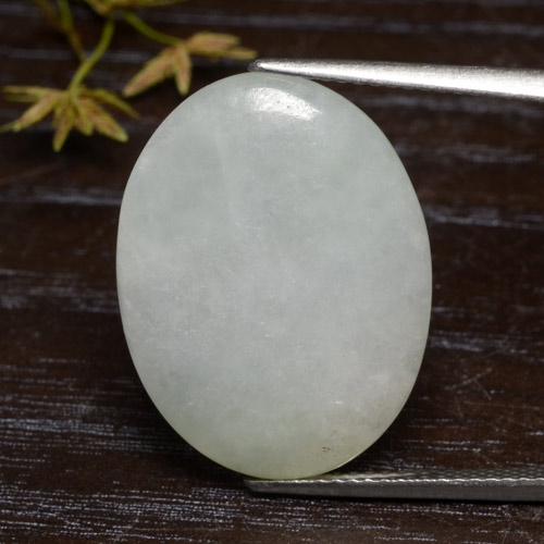 Grayish White Jadeite Gem - 13.1ct Oval Cabochon (ID: 475263)