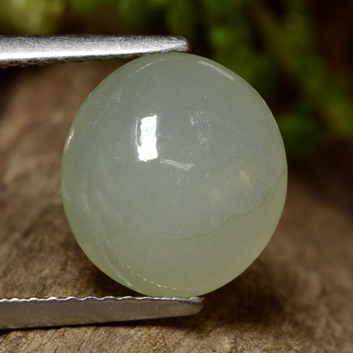 Greenish White Jadeite Gem - 4.8ct Oval Cabochon (ID: 481030)