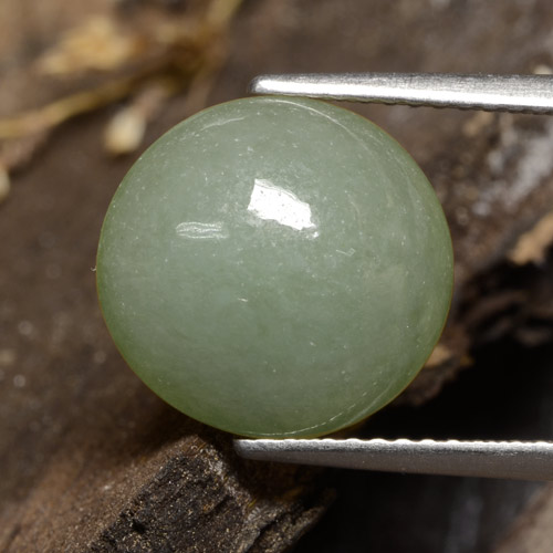 Grayish Moss Green Жадеит Камень - 6.8ct Овал Кабошон (ID: 481121)