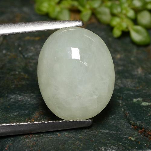 Warm Light Green Jadeite Gem - 5.2ct Oval Cabochon (ID: 481167)