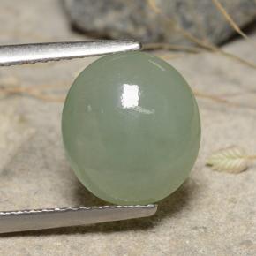 3.68 ct Green Jadeite Gemstone, Jadeite Gem in Oval Cabochon Shape for Sale.