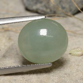 3.68 ct Green Jadeite Stone, Natural Jadeite in Oval Cabochon Shape for Sale
