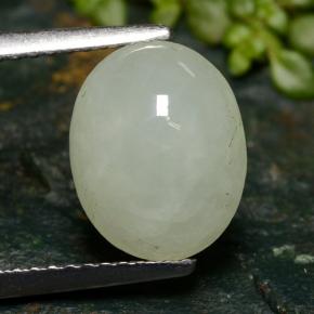 4.15 ct Green Jadeite Gemstone, Jadeite Gem in Oval Cabochon Shape for Sale.