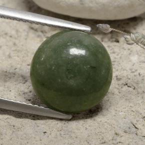 Verde cálido Jadeíta Gema - 6.4ct Cabujón Redondo (ID: 481232)