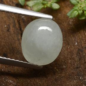 3.34 ct Green Jadeite Gemstone, Jadeite Gem in Oval Cabochon Shape for Sale.