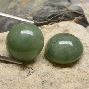 Earthy Green Giadeite Gem - 9.5ct Cabochon rotondo (ID: 481246)