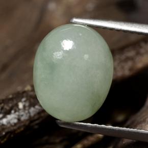 5.78 ct Green Jadeite Gemstone, Jadeite Gem in Oval Cabochon Shape for Sale.