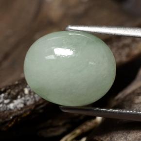 5.78 ct Green Jadeite Stone, Natural Jadeite in Oval Cabochon Shape for Sale