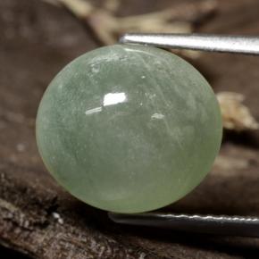 6.47 ct Green Jadeite Stone, Natural Jadeite in Oval Cabochon Shape for Sale