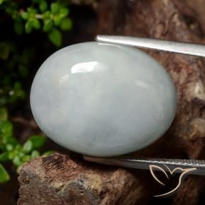 26.59 ct Gray Jadeite Stone, Natural Jadeite in Oval Cabochon Shape for Sale