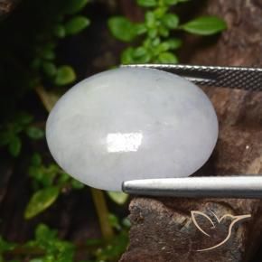 Jadeite Gemstone in 19.1 x 17.7 mm Size for Sale, Jadeite Stone in Light Grey Color