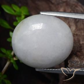 18.56 ct Gray Jadeite Stone, Natural Jadeite in Oval Cabochon Shape for Sale