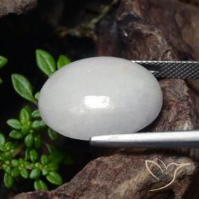 Jadeite Gemstone in 19.2 x 17.5 mm Size for Sale, Jadeite Stone in Very Light Grey Color