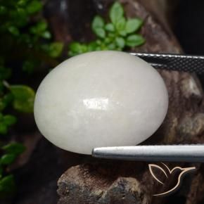 Jadeite Gemstone in 19.1 x 17.4 mm Size for Sale, Jadeite Stone in Very Light Grey Color