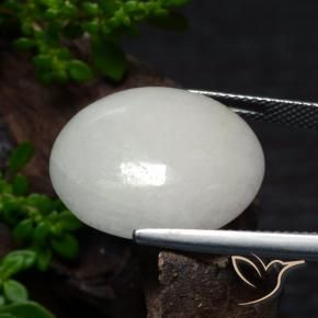 Jadeite Gemstone in 20 x 17.1 mm Size for Sale, Jadeite Stone in Very Light Grey Color