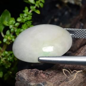 Jadeite Gemstone in 18.8 x 17.8 mm Size for Sale, Jadeite Stone in Very Light Grey Color