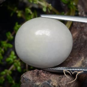 21.02 ct White Jadeite Stone, Natural Jadeite in Oval Cabochon Shape for Sale
