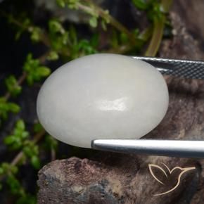 Jadeite Gemstone in 18.7 x 16.5 mm Size for Sale, Jadeite Stone in Grayish White Color