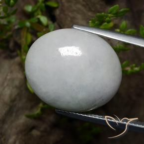 22.14 ct White Jadeite Stone, Natural Jadeite in Oval Cabochon Shape for Sale