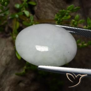 Jadeite Gemstone in 19.8 x 16.9 mm Size for Sale, Jadeite Stone in Grayish White Color