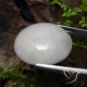 Jadeite Gemstone in 18.6 x 17.1 mm Size for Sale, Jadeite Stone in Grayish White Color