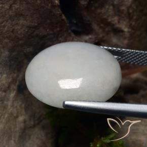 Jadeite Gemstone in 18.3 x 16.6 mm Size for Sale, Jadeite Stone in Grayish White Color