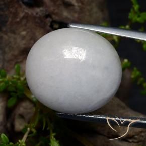 22.55 ct White Jadeite Stone, Natural Jadeite in Oval Cabochon Shape for Sale
