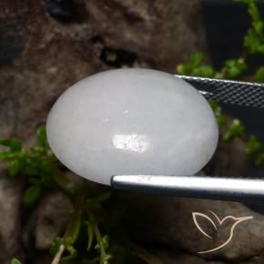 Jadeite Gemstone in 19 x 17 mm Size for Sale, Jadeite Stone in Grayish White Color