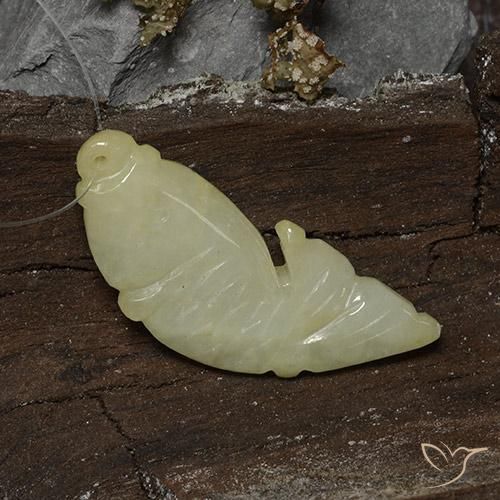30.43 ct Yellow Jadeite Stone, Natural Jadeite in Carved Fish with Hole Shape for Sale