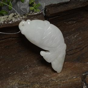 25.96 ct White Jadeite Gemstone, Jadeite Gem in Carved Fish with Hole Shape for Sale.