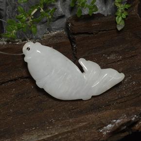 Jadeite Gemstone in 37.8 x 14.3 mm Size for Sale, Jadeite Stone in White Color