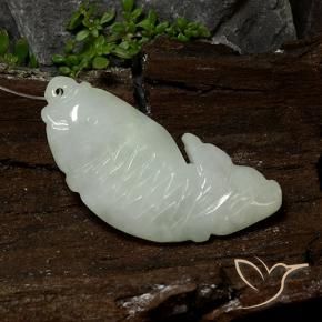 Jadeite Gemstone in 37.6 x 17.2 mm Size for Sale, Jadeite Stone in Medium Green Color