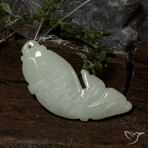 31.01 ct Green Jadeite, 39 x 16.6 mm Carved From Myanmar, Photo A