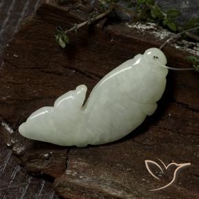 31.01 ct Green Jadeite Stone, Natural Jadeite in Carved Fish with Hole Shape for Sale