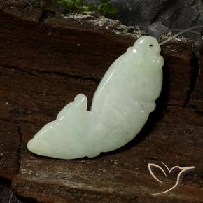 29.17 ct Green Jadeite Stone, Natural Jadeite in Carved Fish with Hole Shape for Sale